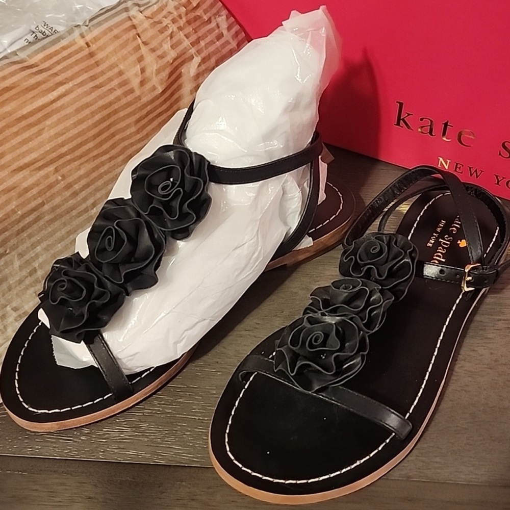 Kate Spade Black Floral Embellished Sandals